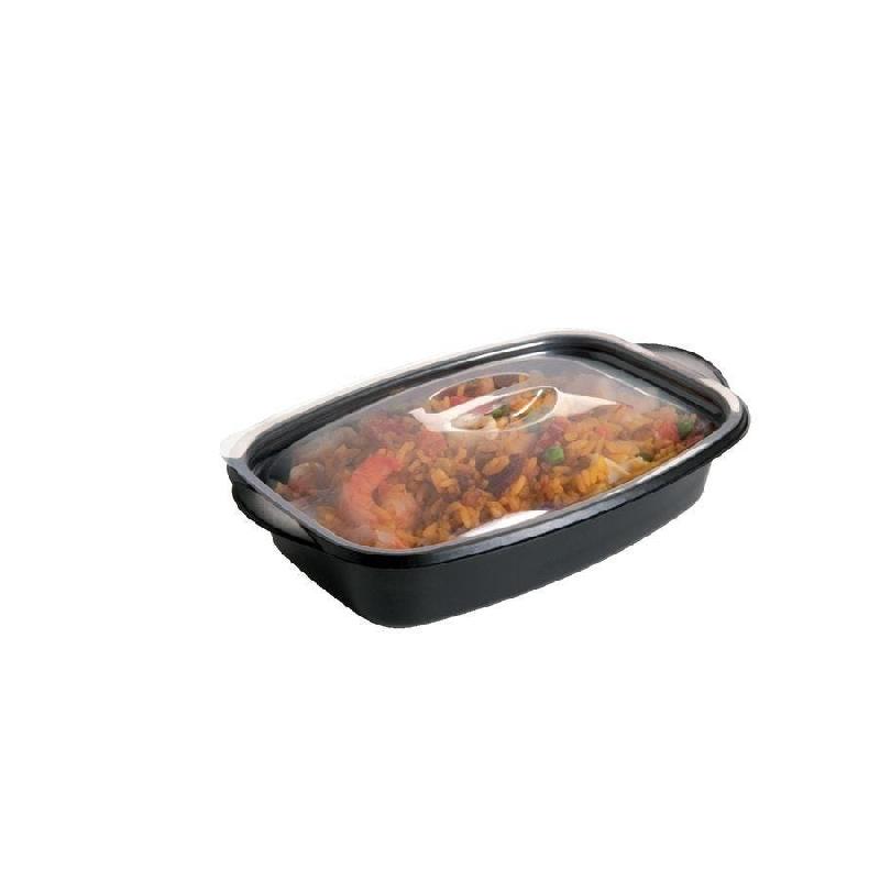 Boîte alimentaire Marmipack noir 500ml avec couvercle antibuée - 21,8x14x5,8cm - par 25_1