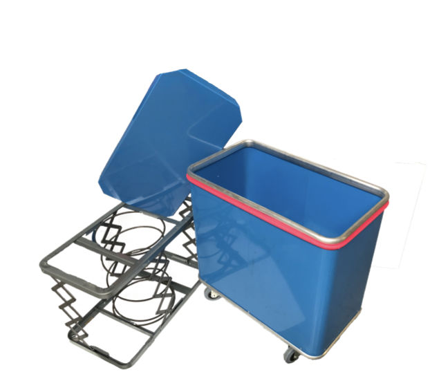 Chariot à fond remontant en polyéthylène - léger, indéformable et adapté au transport du linge - Andromède_1
