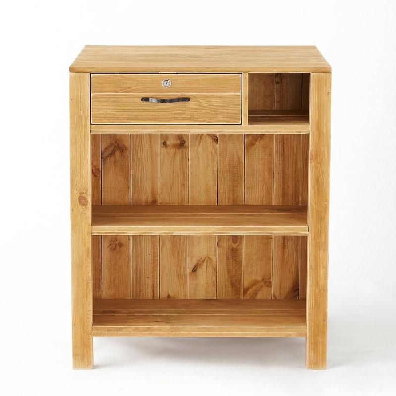 Comptoir L75xP60xH90cm Authentique sur roulettes & 6 tiroirs - pin massif teinté_1