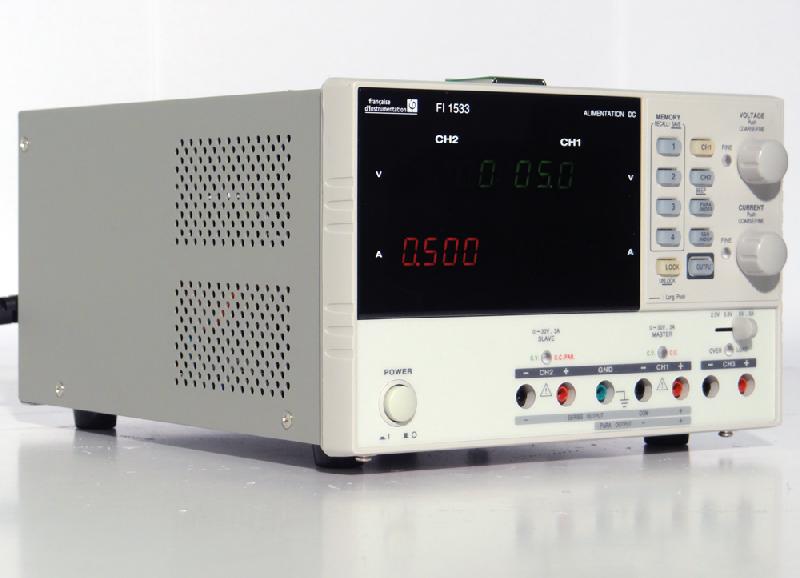 FI1533 - Alimentation numérique triple voies programmables 2x[30 V / 3 A], 5 V / 3 A, puissance 195 W, faible résolution et contrôle précis_1