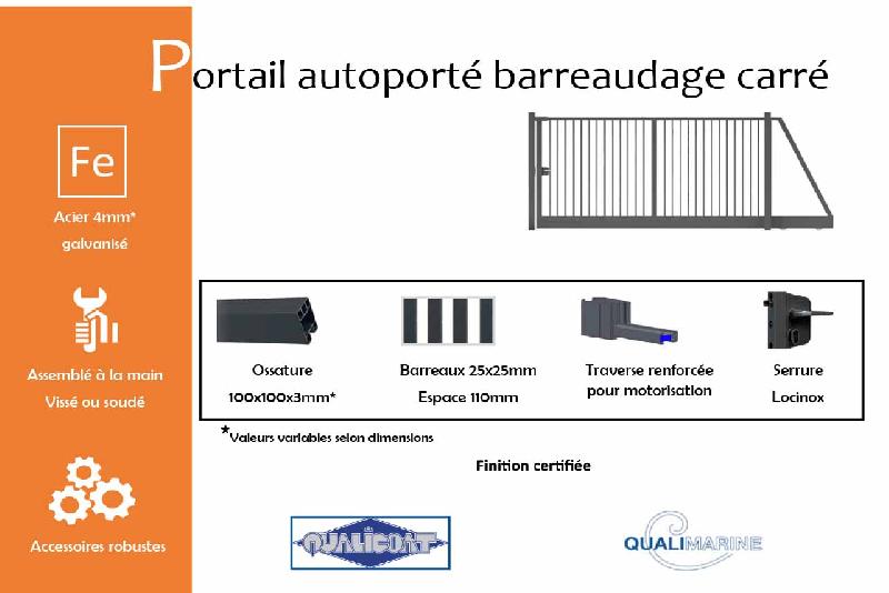 Portail autoporté barreaudage carré - 9000 / 1500_1