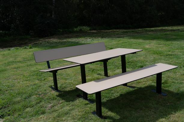 Sofa public Ekeby HPL - 8101267 - Hags - Beige/Noir - Scellement béton_1