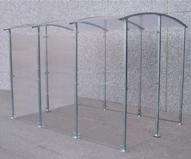 Abri Rock - Piliers en acier zingué - Parois en plexi transparentes - Toit en polycarbonate alvéolaire - 1 Banc assis/debout inclus_1