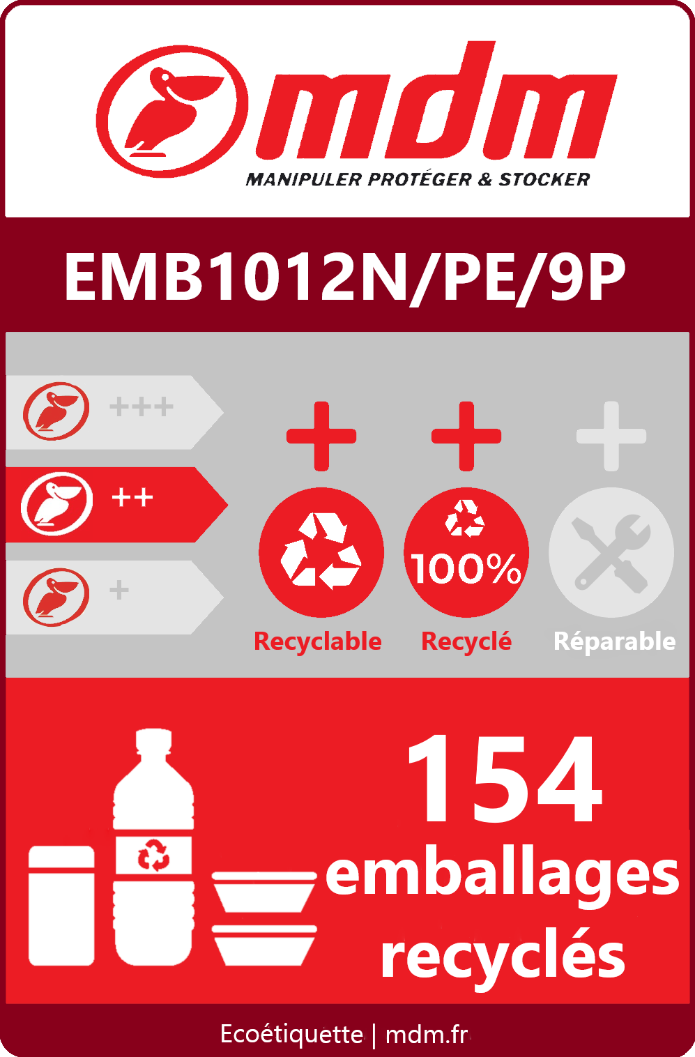 Palette en plastique emboîtable - 9 plots - 1000x1200 mm - EMB1012N/PE/9P_1