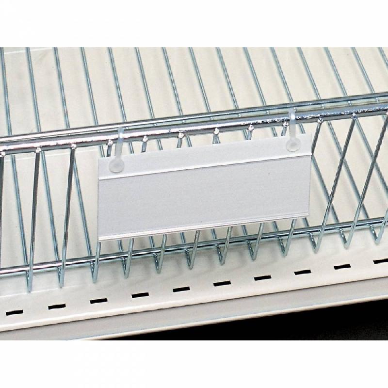 Porte étiquette pour panier fil - blanc - 120x40mm - 2 œillets_1