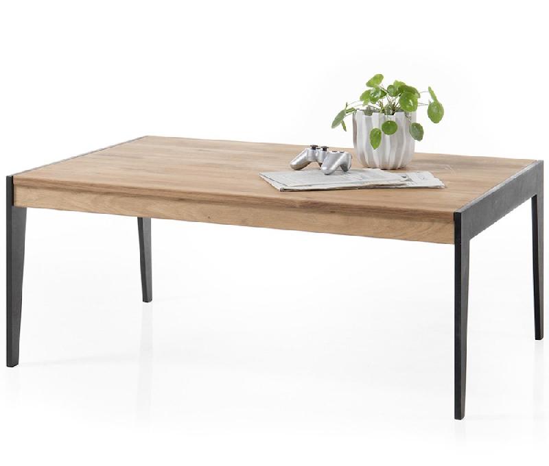 Table basse Gennevilliers 102 x 73 cm - Plateau chêne noueux massif huilé - Pied métal noir laqué_1