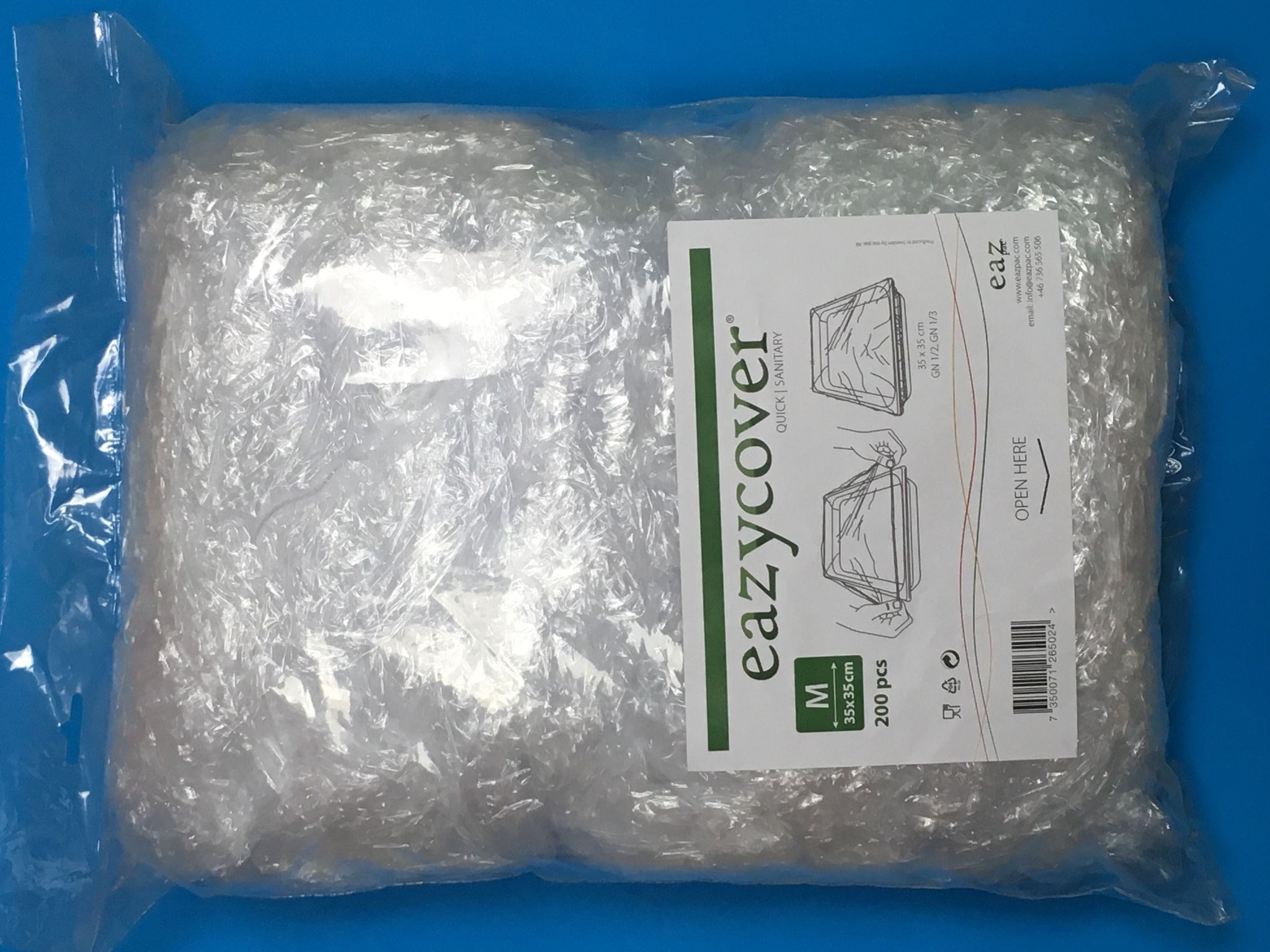 Couvercle alimentaire en film étirable 35 x 35 cm - sac de 200 pièces - Eazycover - CBS Emballages - Adapté GN 1/2 et GN 1/3_1