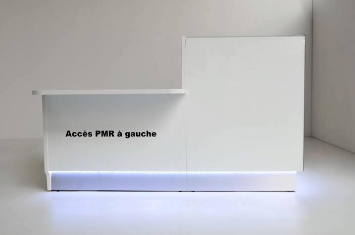 Banque d'accueil compacte Linea avec accès PMR sur le côté - MDD - 185, Gauche, Blanc_2