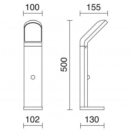 Borne Castello IP54 LED SMD 9W 3000K anthracite - 1200 lumens - Ht 495 mm - IK07 - Détecteur de mouvement_1