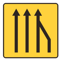 Panneau de voirie temporaire KD10A ex3D - Réduction des voies à droite - Signalisation de déviation_1