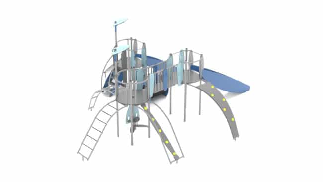 Structure multi-activités métallique Stellar Les Grenadines - LD1EK0171 - Ludoparc - 3 tours - Inox - Pour 35 enfants_1
