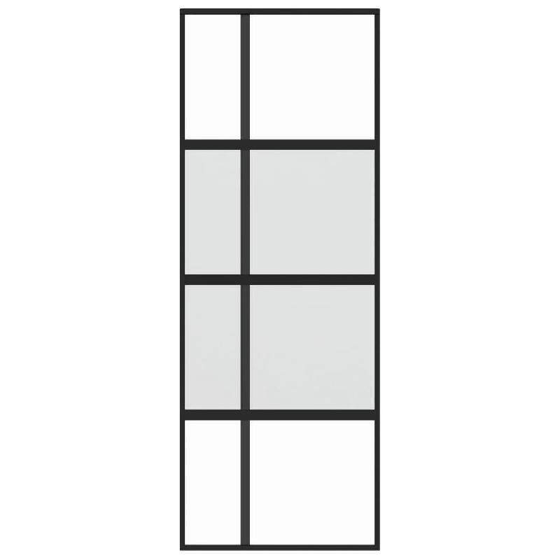 Vidaxl porte coulissante noir 76x205 cm verre trempé aluminium 155228_1