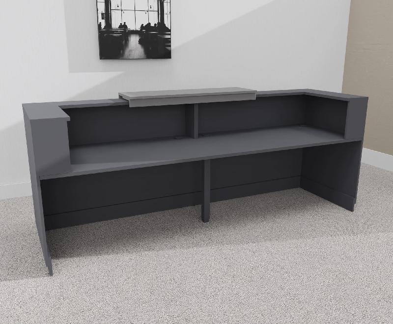 Bureau d'accueil Delta Plus 2 personnes anthracite - Mobel Linea - 204, Non, Anthracite, Acacia clair_1