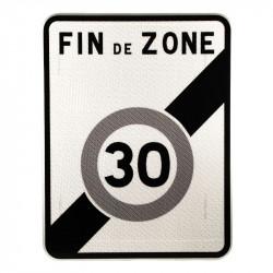 Panneau zone circulation sortie d'une zone à vitesse limitée à 30 km/h B51 - WP Signalisation - recyclable, léger et incassable_1