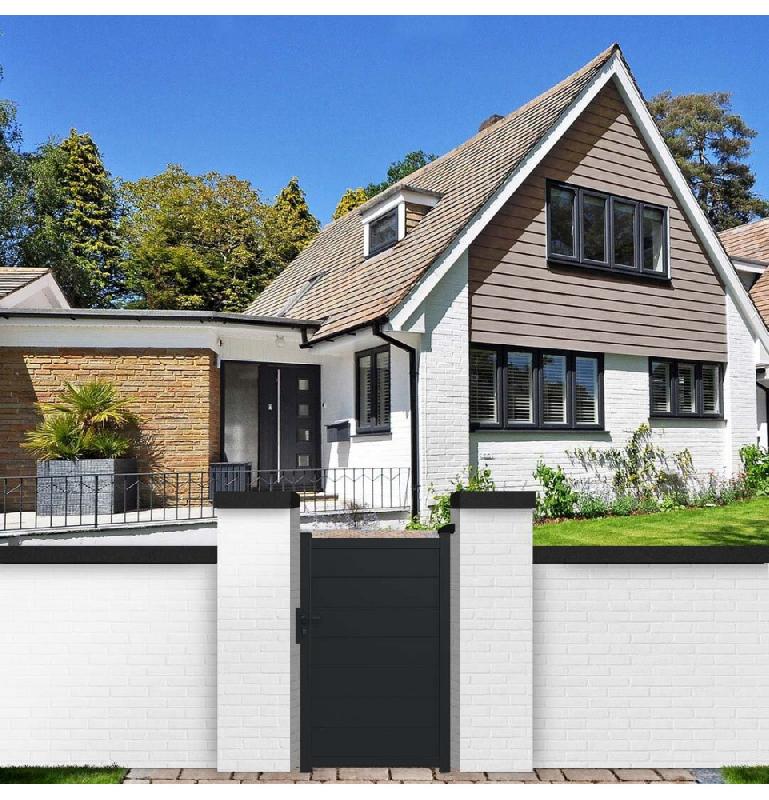 Portillon aluminium Paris - Modèle Portipar100160g - Gris anthracite RAL 7016 - Design chic et prêt à poser_1