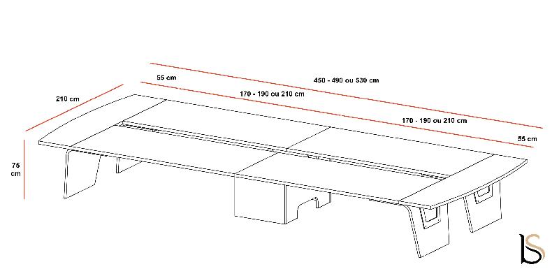 Table de réunion Larus pour 14 à 18 personnes - Dellarovere - Chêne, 490_1