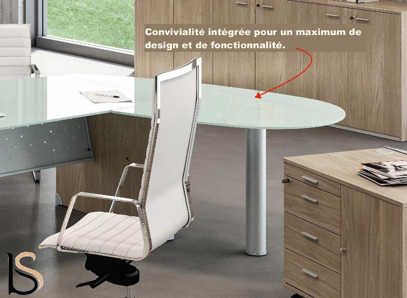 Bureau de direction en verre X time avec retour  - Quadrifoglio. - 259_1