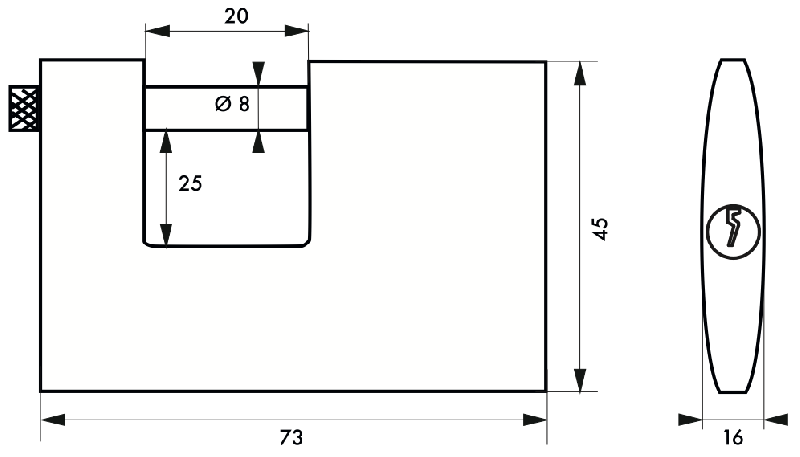 Cadenas à clé de chantier - 70 mm - Corps laiton monobloc - Anse inox - Réf. 00938870 - THIRARD_1