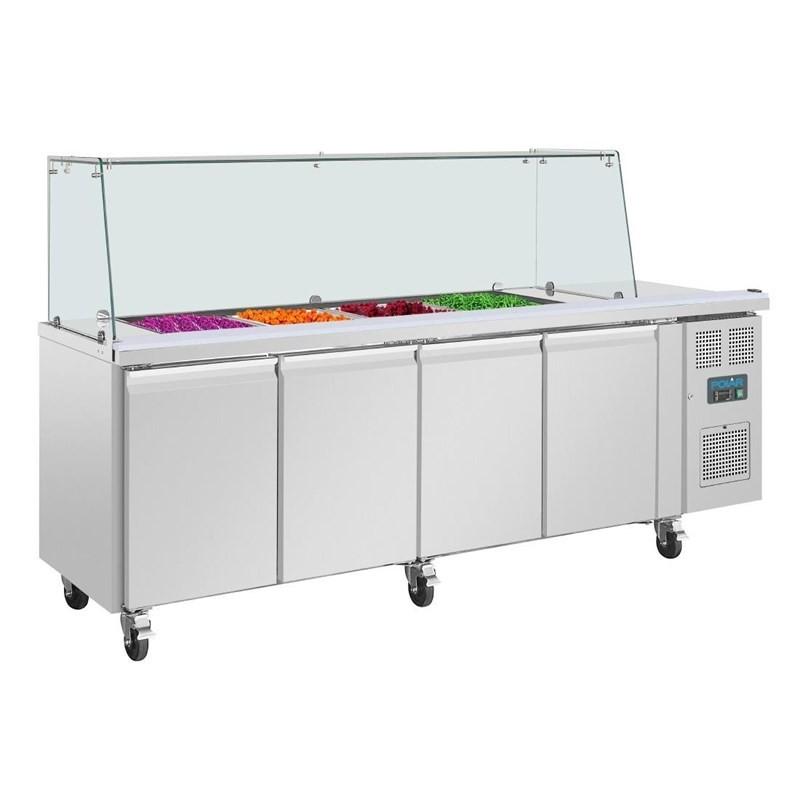 Comptoir à salade GN avec pare-haleine carré Série U 4 portes UA019 Polar_1