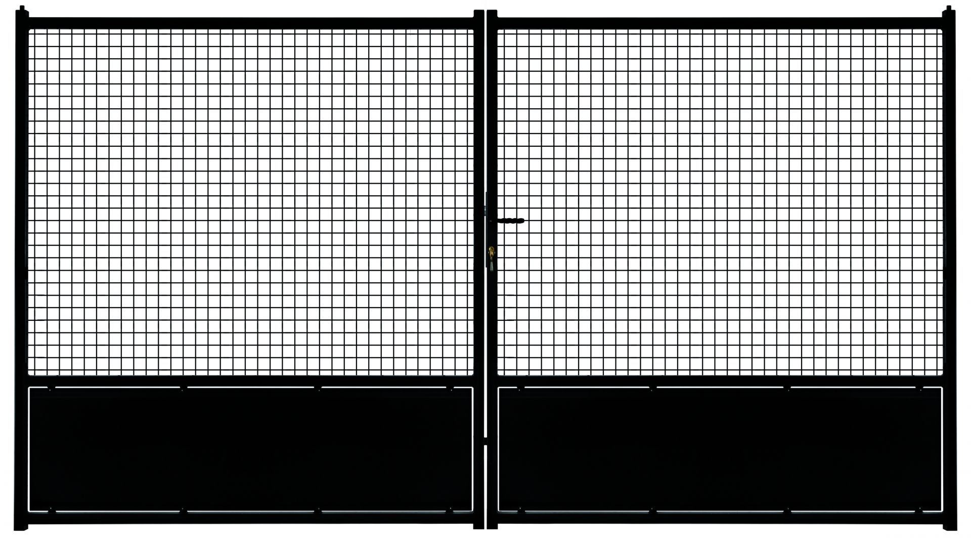 Portail coulissant eco avec soubassement en tôle, grillage maille 50x50 et cadre 35x35_1