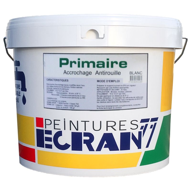 Primaire d'accrochage - Établissement L Daniel - Séchage : sec 2 heures - Rendement : 10 à 12 m²/L - Antirouille, finition satinée, multi-supports_1