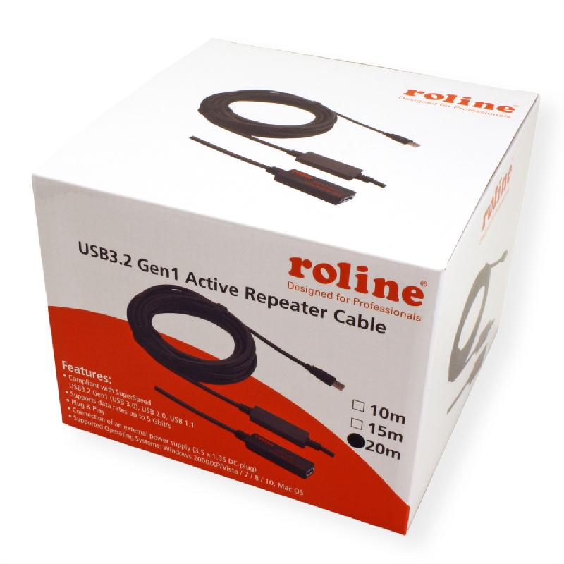 ROLINE Câble prolongateur actif USB 3.2 Gen 1, noir, 20 m_1
