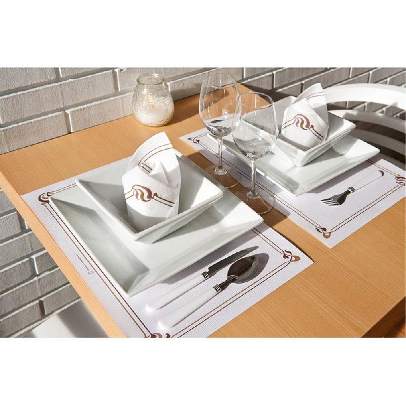Set de table papier blanc motif Maxim marron 31x43cm - par 2000_1