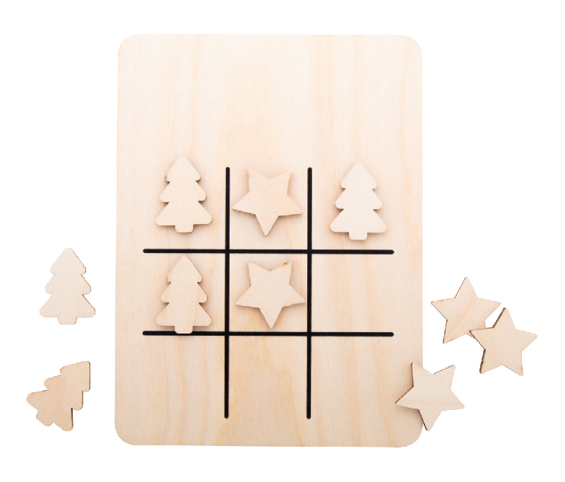 Jeu de morpions de Noël - contreplaqué de bouleau - étoile et sapin de Noël - 10 jetons et plateau inclus_1