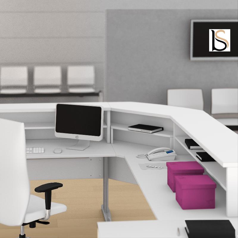 Bureau d'accueil SIGMA avec angle - Mobel Linea. - Blanc_1
