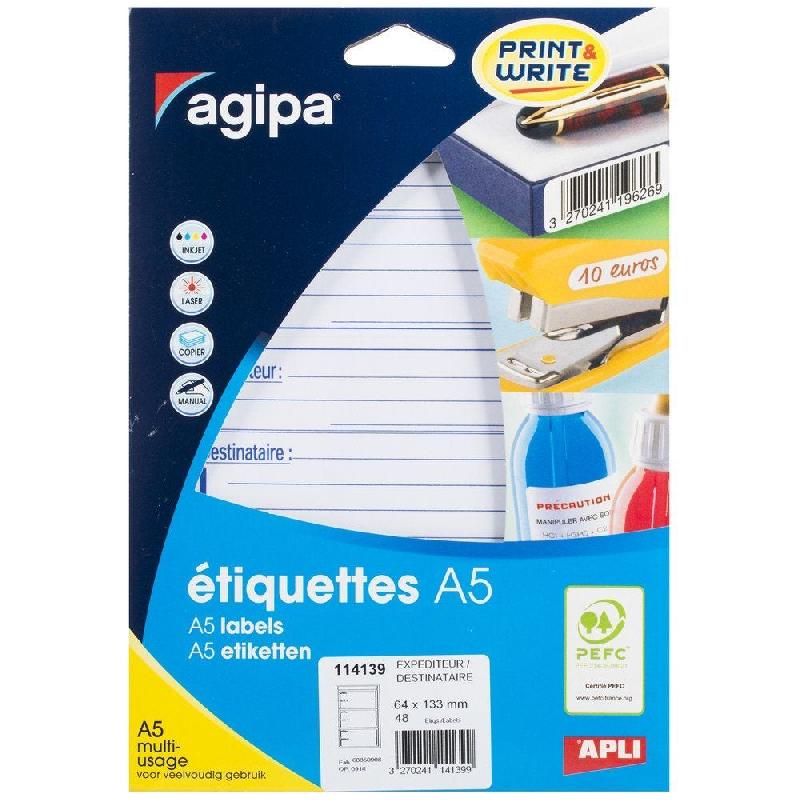 Étiquette expéditeur / destinataire - 64x133mm - par 48 - imprimante laser ou jet d'encre, copieur, écriture manuelle_1