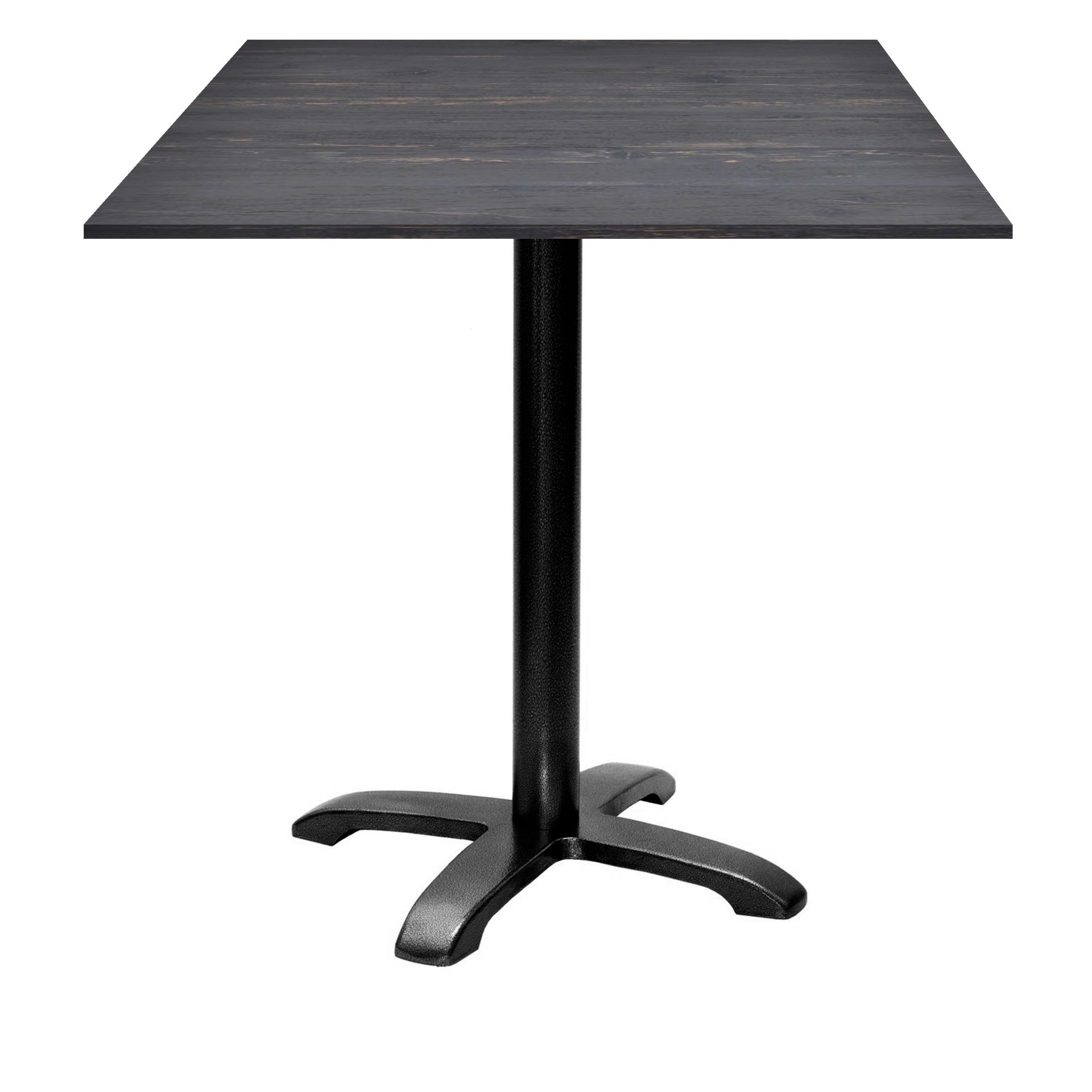 Table de restaurant Bazila - bois avec piétement noir en fonte - plateaux carrés ou ronds sur mesure_1