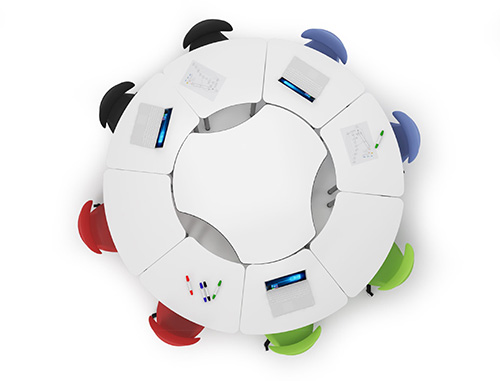 Table d'école Trisix - Structure métallique et finition blanche - Pieds réglables_1