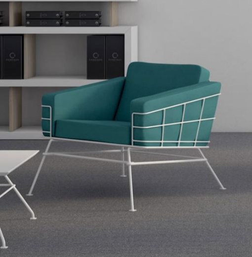 Fauteuil QUADRATA - Piétement Blanc - Référence 8826 FR125 - Structure en acier et revêtement tissu_1