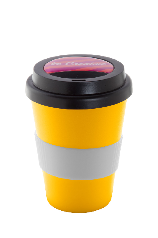 Mug thermos personnalisable - double paroi - 300 ml - avec couvercle et poignée en silicone_1