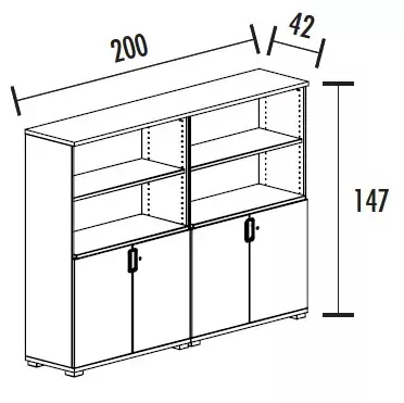 Arm. 4 portes 2 étagères +  2 bibli. 4 étag. (L : 200 cm x P : 42 cm x h : 147 cm) So Laroya_1