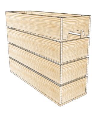 H4 - Caisse en bois Simply A Box - L18 x H40 x P54 cm - en bois brut ou 6 coloris de lasure_0