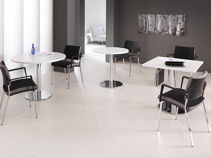 Table de réunion ronde Calypso - diamètre 80 ou 100 cm - piètement chromé et plateau en plusieurs coloris_1