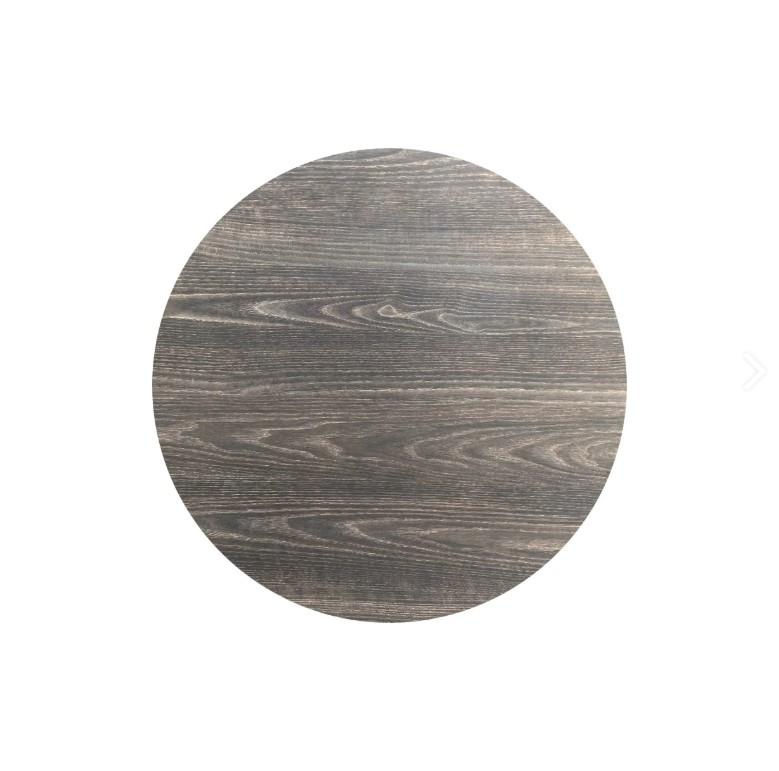 X Cross table de bistrot avec piètement noir + plateau HPL Riverwashed Wood Ø70 cm_1