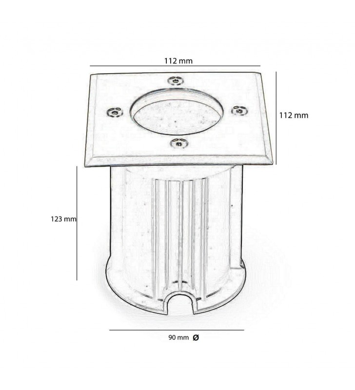 Boîtier encastrable sol IP65 pour GU10 - Réf ENCAINOC - acier laqué gris, idéal jardins et extérieurs_1