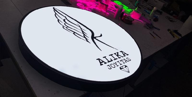 Enseigne caisson rond lumineux - extérieur/intérieur - éclairage LED professionnel - façade personnalisée_1