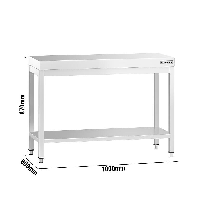 Table inox de Travail Centrale Premium avec Etagère - Profondeur 800 - 1000_1