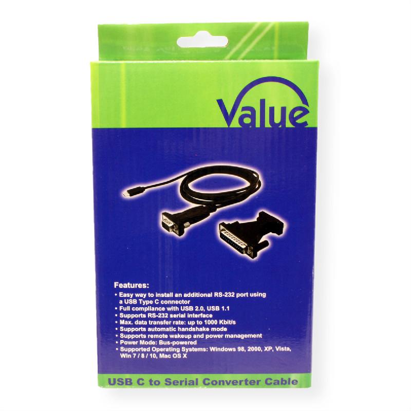 VALUE Convertisseur USB / Série, Type C - RS232, noir, 1,8 m_1