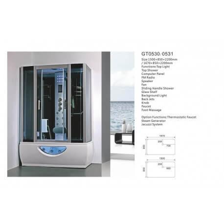 Balneo cabine de douche hammam 167 x 85 cm full options_1