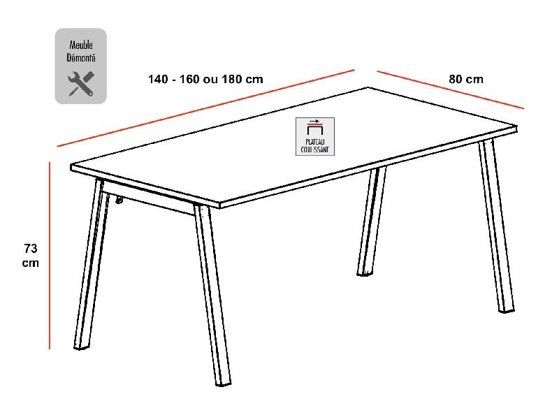 Bureau rectangulaire Born mixte - Mobel Linea - Blanc 9010, 180, Chêne grisé_1