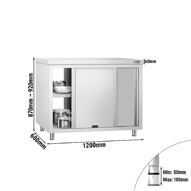 Meuble bas inox central traversant passe-plat P 600 mm - 1200_1