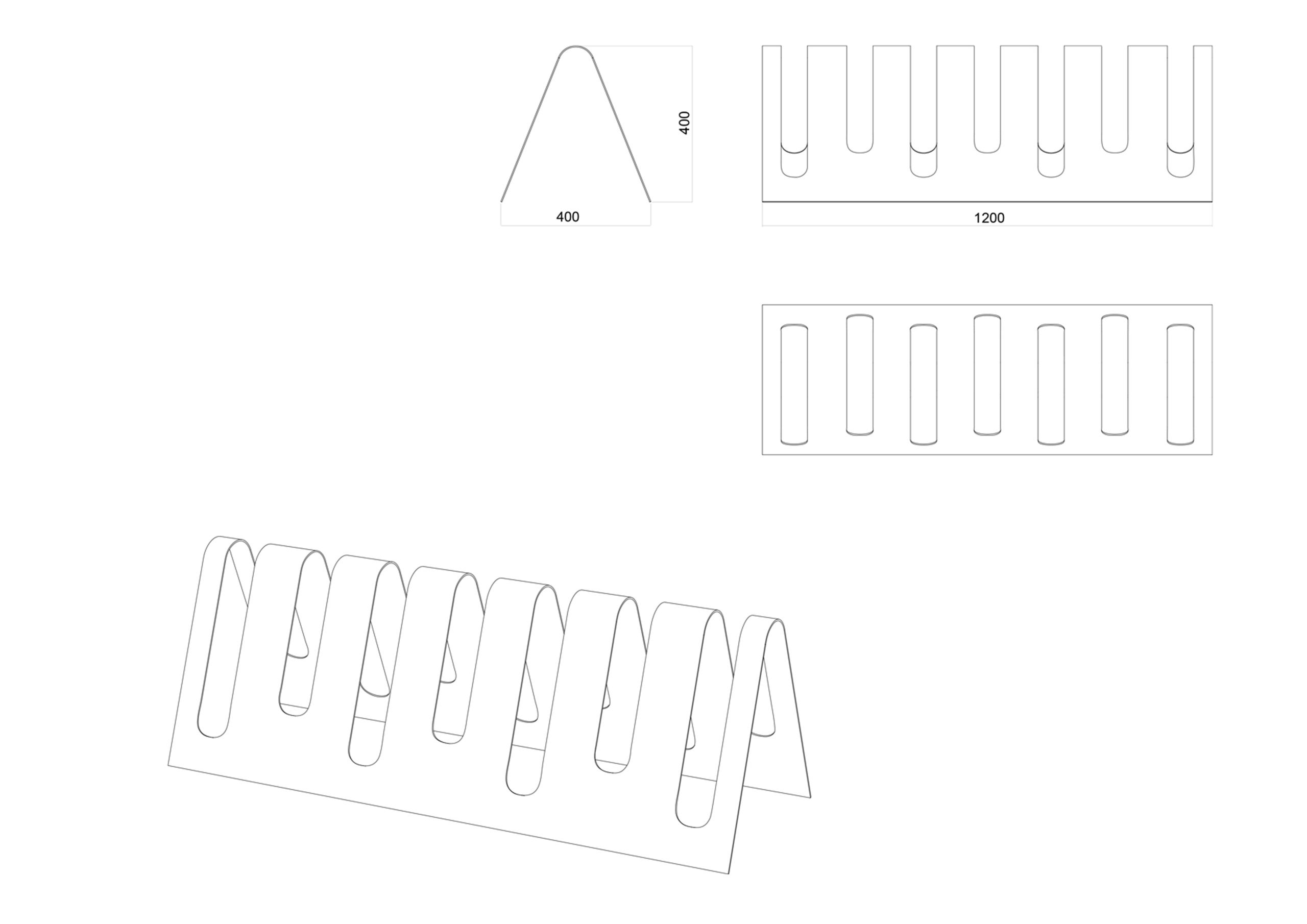 Range vélos Classic - The Italian Lab - 7 places - dimensions : L 1200, P 400, H 400 mm_1