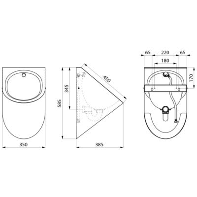 Urinoir individuel suspendu en inox poli satiné - Delabie Delta - Réf. 134770 - Conforme norme EN 13407_1