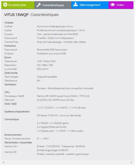 Vitus 15WQP - Écran tactile industriel Trueflat 15.6'' HD - IP65 & IK08 - IPO Technologie_1