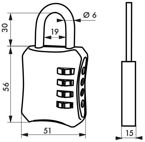Cadenas à clé Baggy 50 mm - combinaison modifiable - corps alliage moulé - marque Thirard_1