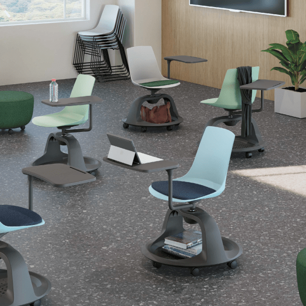 Chaise de formation - C20 - Columbia avec tablette pivotante et roulettes, structure résistante en polyamide et 5 finitions au choix_1